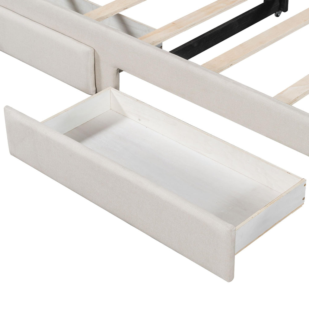 Twin XL Linen Upholstered Daybed with Storage Drawers and LED Light J147866