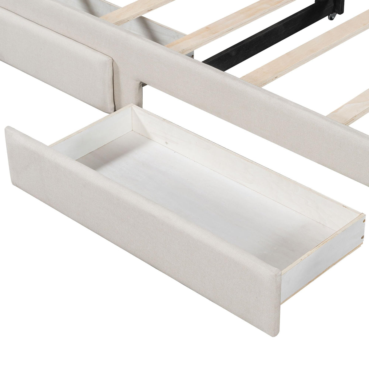 Twin XL Linen Upholstered Daybed with Storage Drawers and LED Light J147866