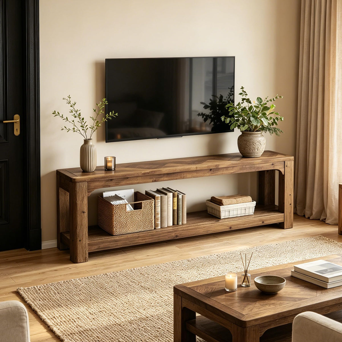 63" Solid Wood TV Stand S482