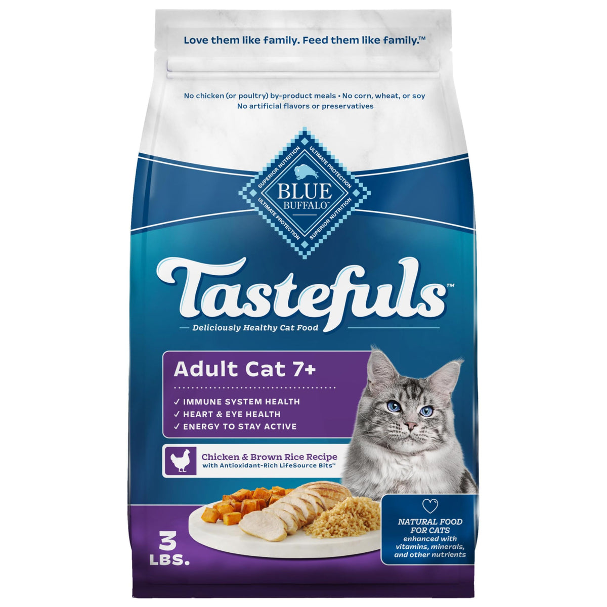 Chicken & Brown Rice Senior Dry Cat Food, 3 lb R849740