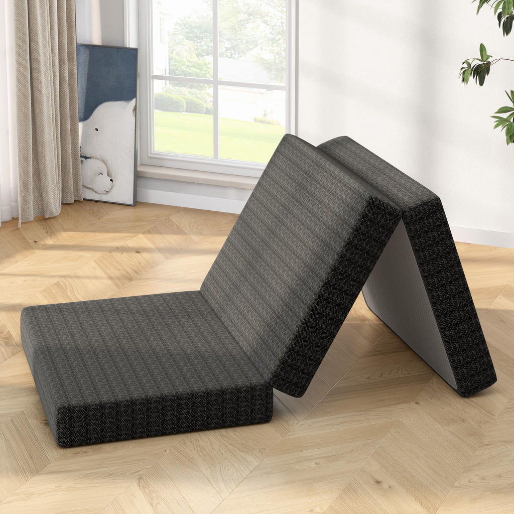 4 Inch Tri-Fold Twin Size Memory Foam Mattress with Washable Cover N41784