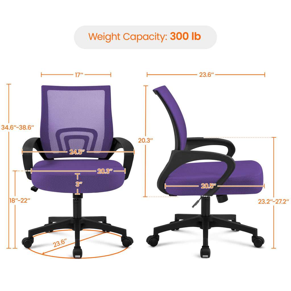 Purple Adjustable Swivel Mesh Office Chair N423156