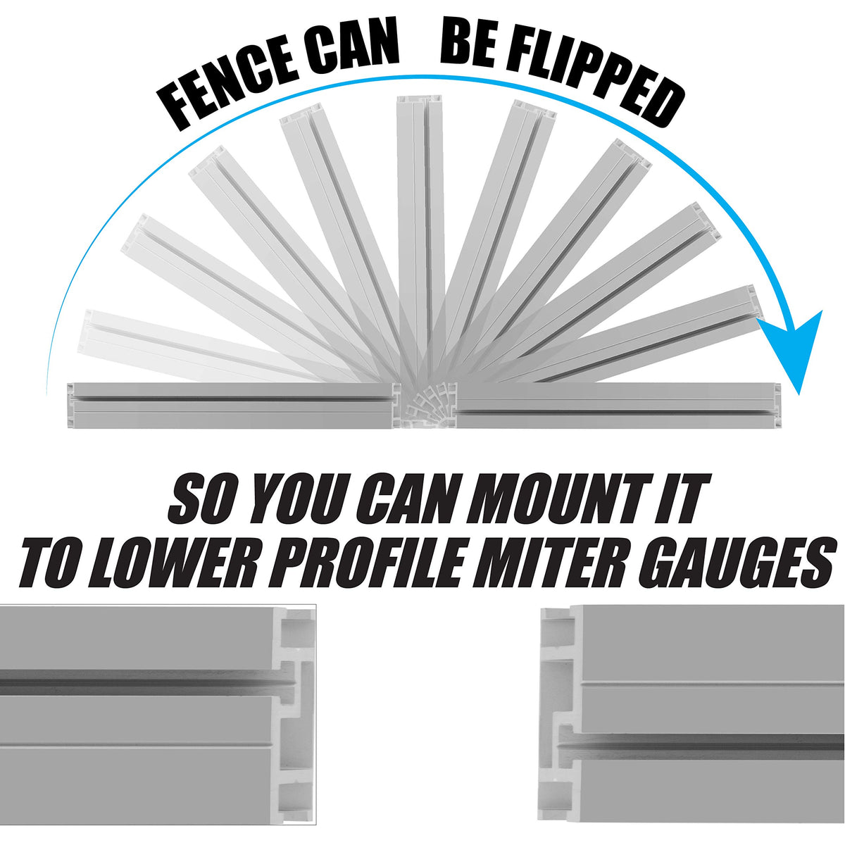 Aluminum Miter Gauge Fence with Flip Stop L65670
