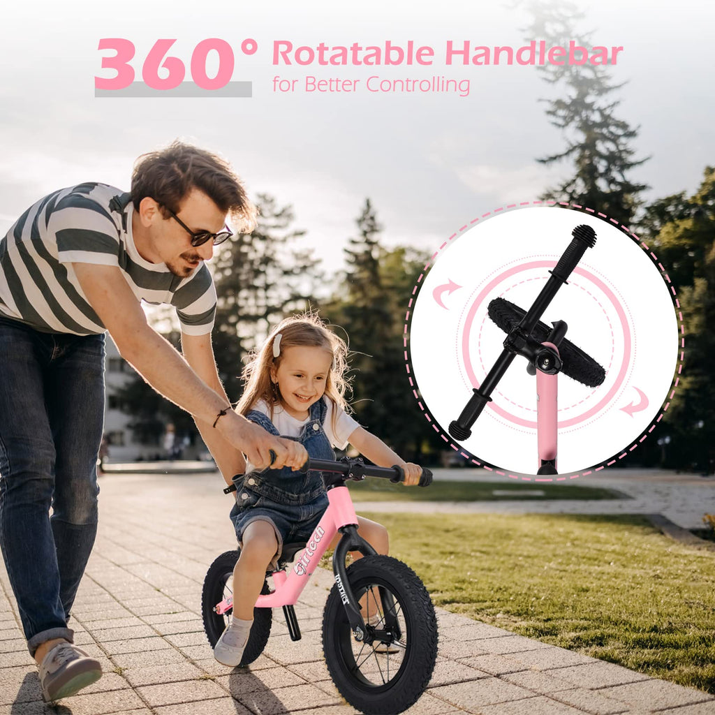 12" No Pedal Balance Bike with Inflatable Rubber Tires N1305