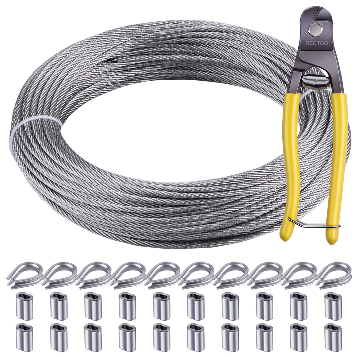 1/8 Stainless Steel Cable 200ft T316 Wire Rope with 8" Cutter S7710