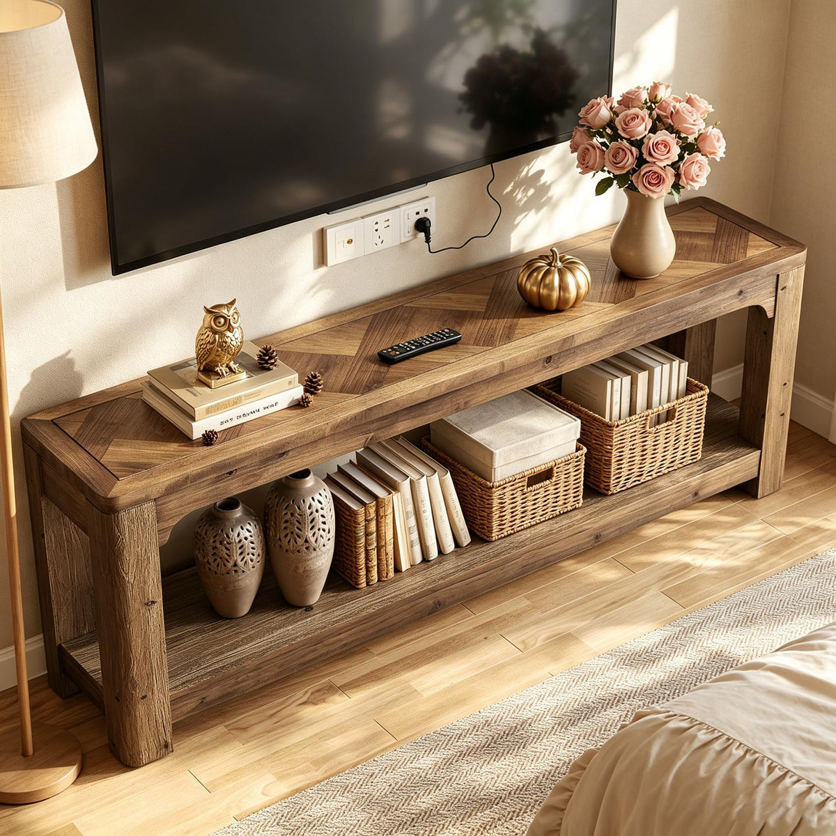 63" Solid Wood TV Stand S482
