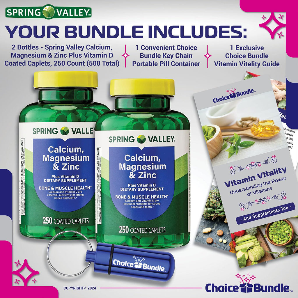 Calcium Magnesium Zinc Plus Vitamin D Caplets 250 Ct 2 pk J814