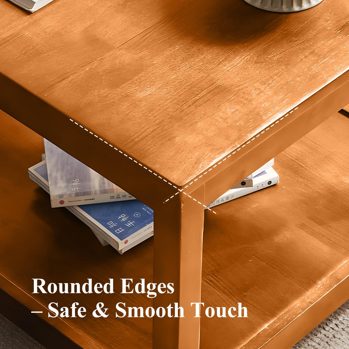 Solid Wood Square Side Table with Storage Shelf S655293