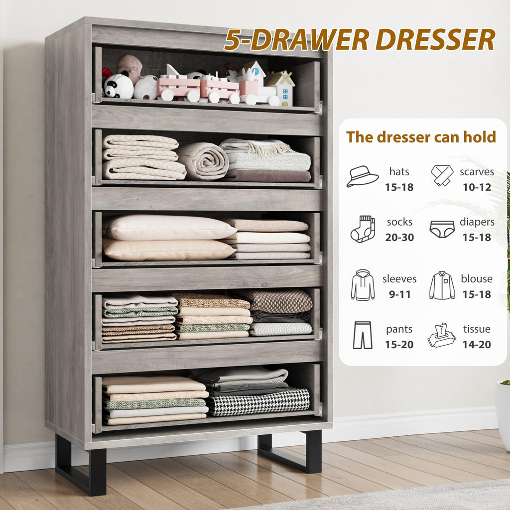5 Drawer Vertical Dresser with Storage Z5933