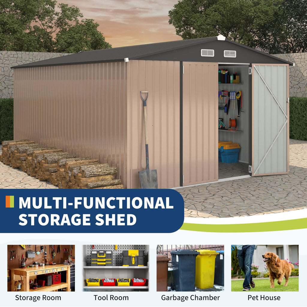 10x14 ft Metal Outdoor Storage Shed E94211