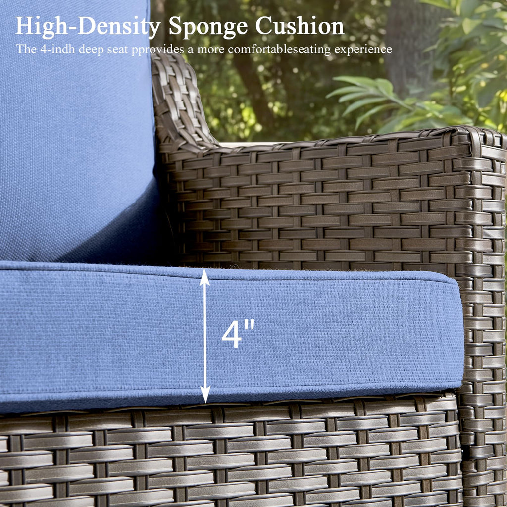 3 Pieces All Weather Wicker Patio Sofa Set with 2 Footstools X364217