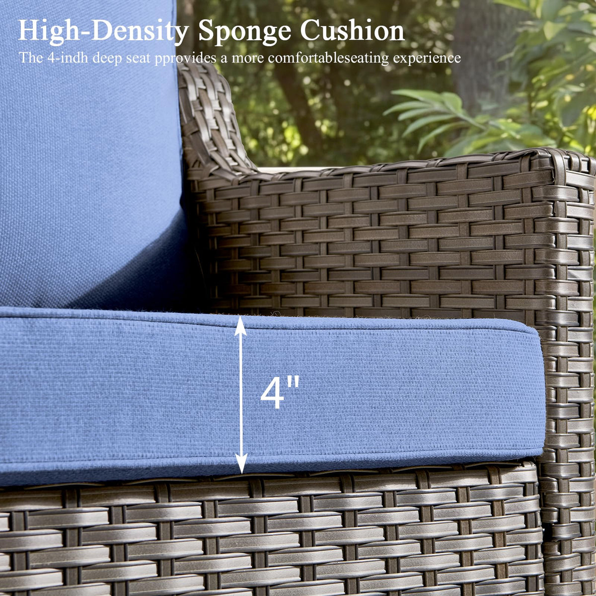 3 Pieces All Weather Wicker Patio Sofa Set with 2 Footstools X364217