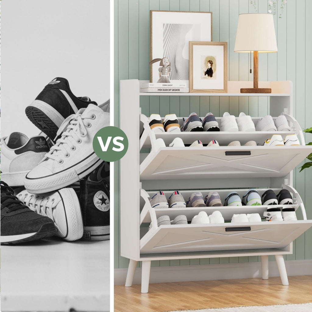 Farmhouse Shoe Storage Cabinet with Flip Drawers C5682