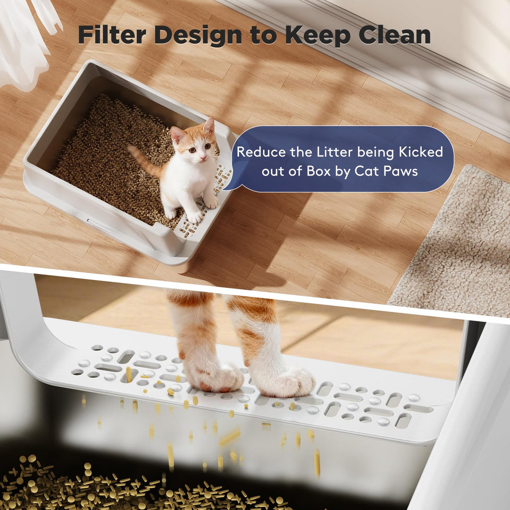 2 Pack Stainless Steel Cat Litter Box with Lid Z15418
