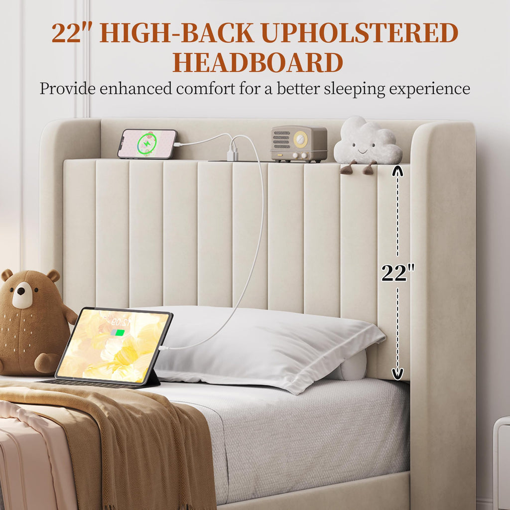 Twin Bed Frame with Storage Headboard L940658