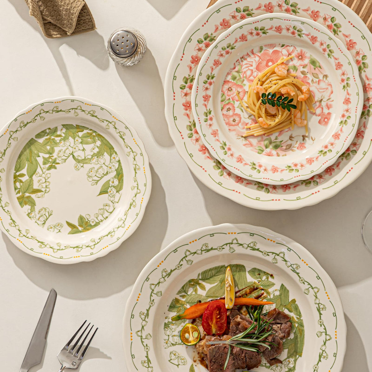 12-Piece Ceramic Dinnerware Set, Service for 4, Cream White D39793