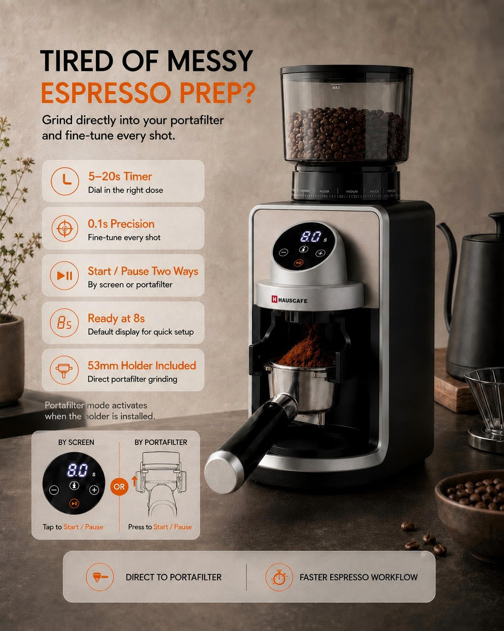 Electric Burr Coffee Grinder with 51 Grind Settings J668