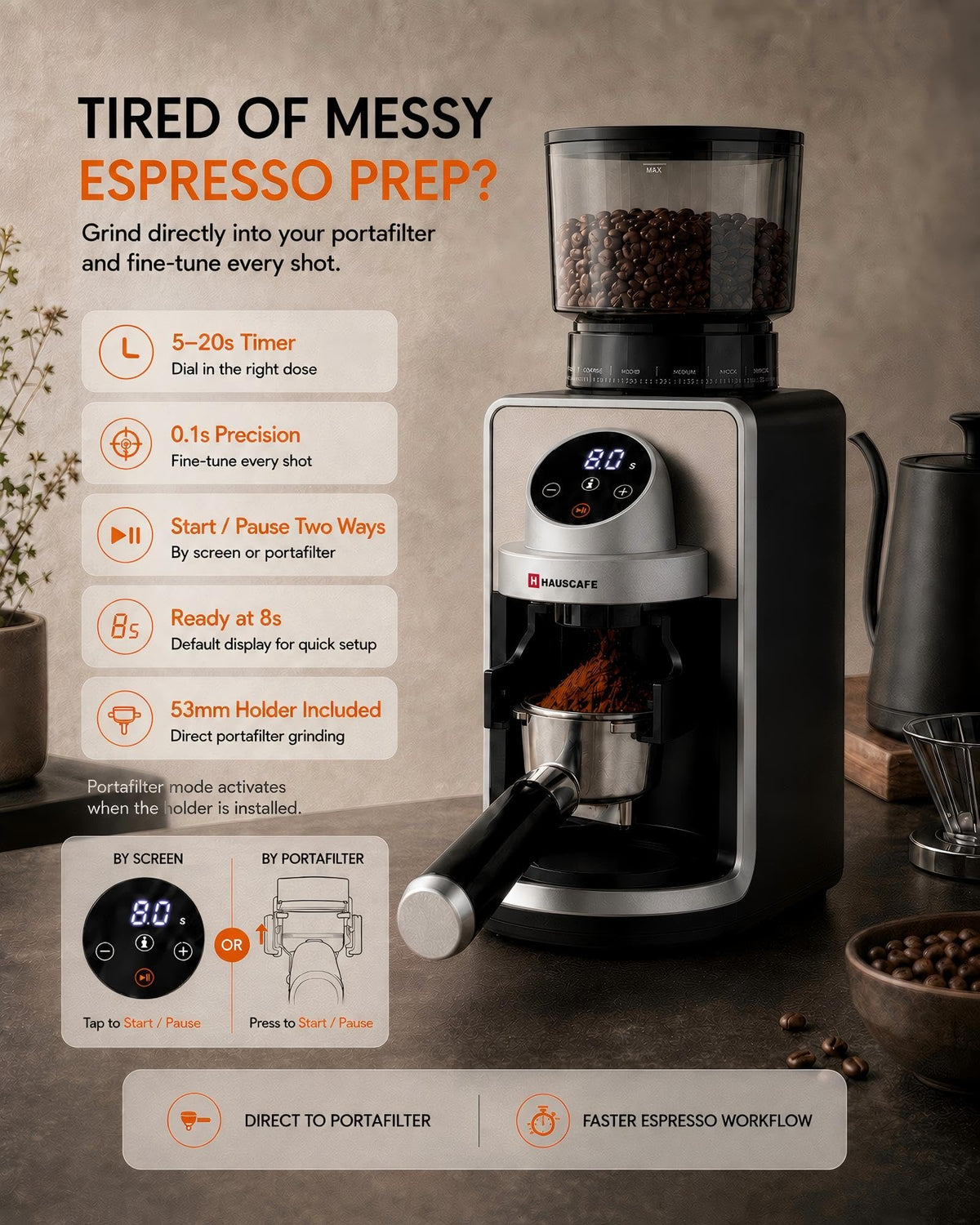 Electric Burr Coffee Grinder with 51 Grind Settings J668