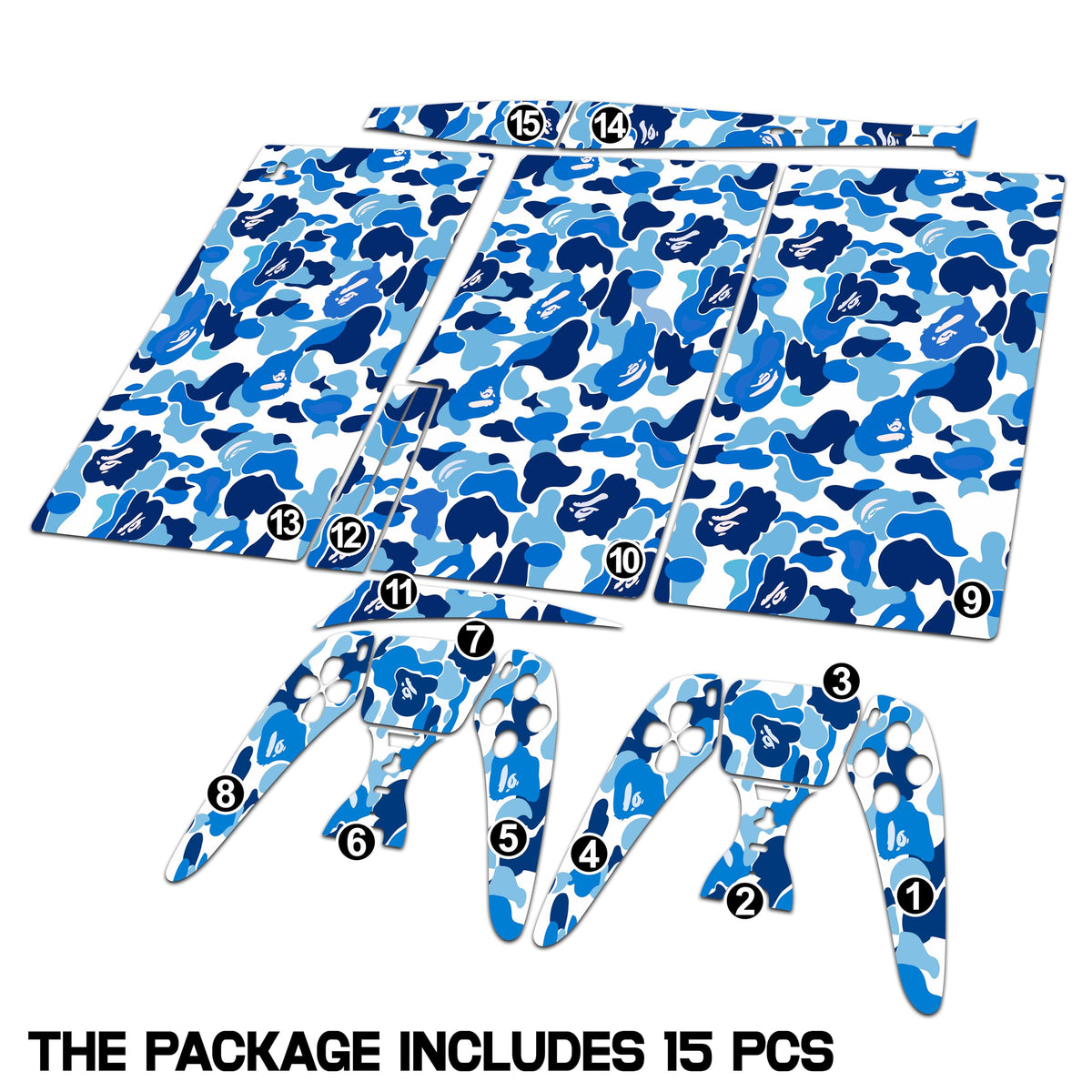 Blue Camo Game Console 5 Skin with 2 Controller Skins R816