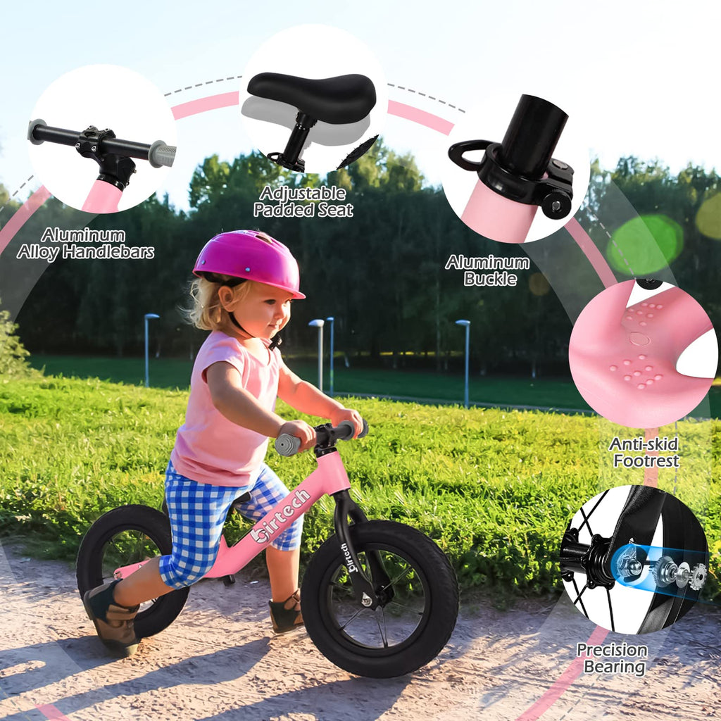12" No Pedal Balance Bike with Inflatable Rubber Tires N1305