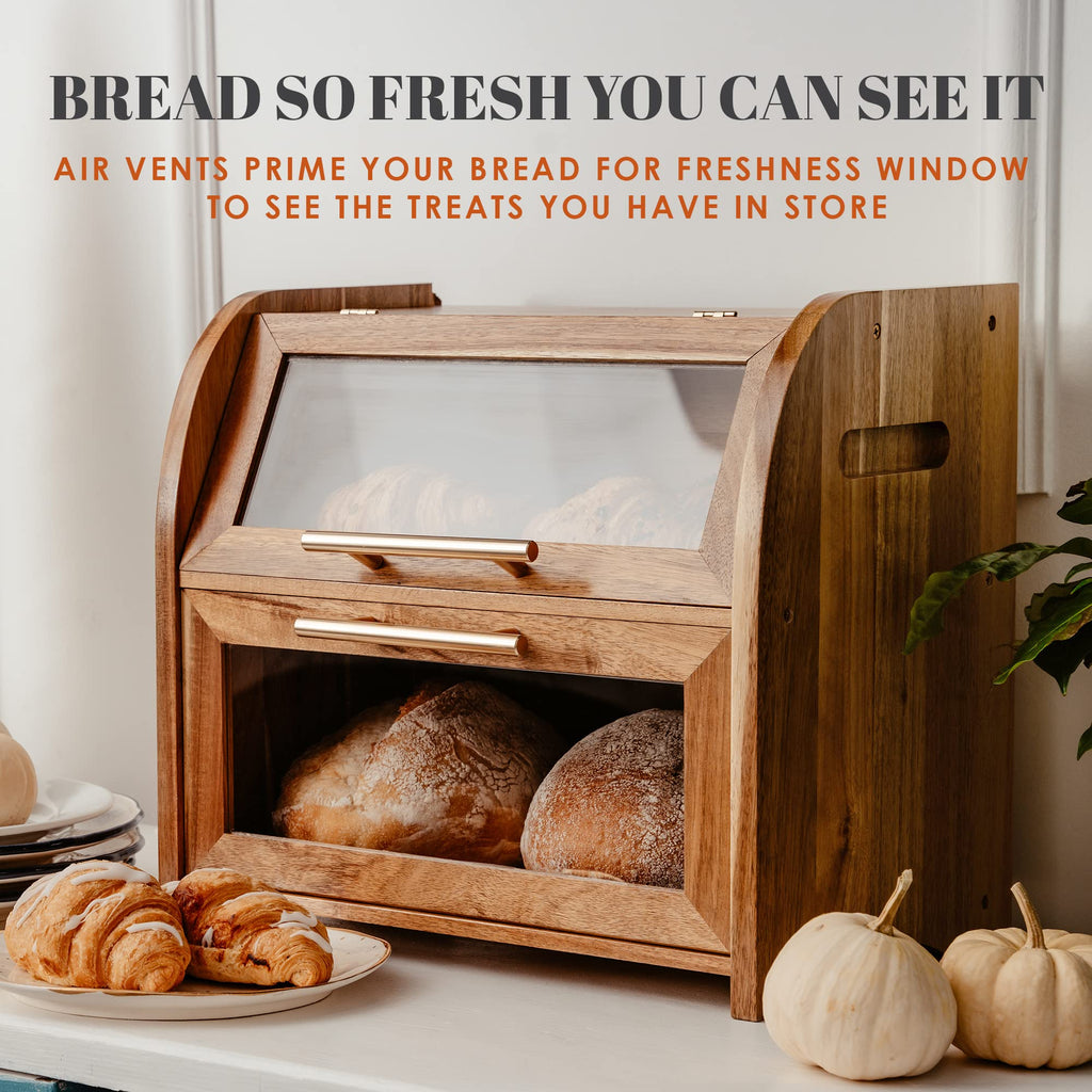 Acacia Wooden Bread Box G88150