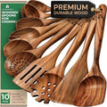 10 Pcs Non Toxic Teak Wooden Kitchen Utensils Set G1689