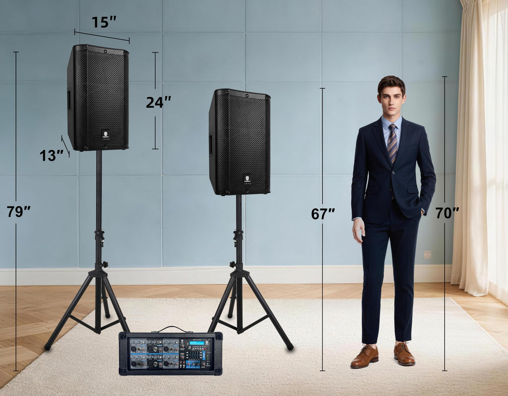 2000W Bluetooth PA Speaker System with 6-Channel Powered Mixer Z253311