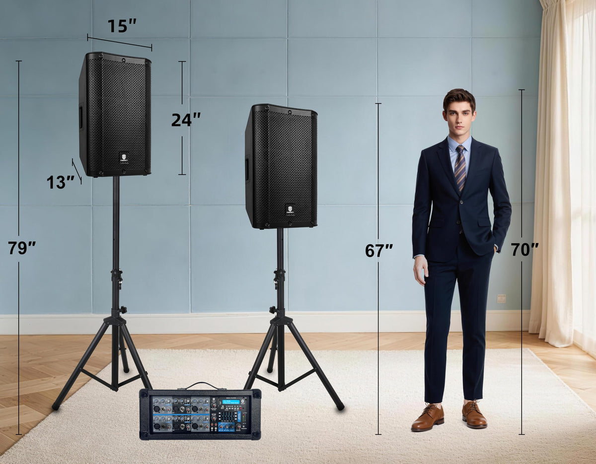 2000W Bluetooth PA Speaker System with 6-Channel Powered Mixer Z253311