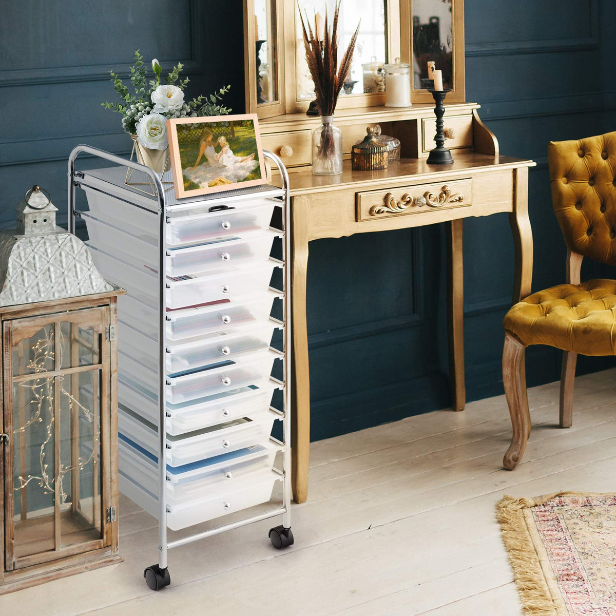 10 Drawer Multicolor Rolling Storage Cart M789