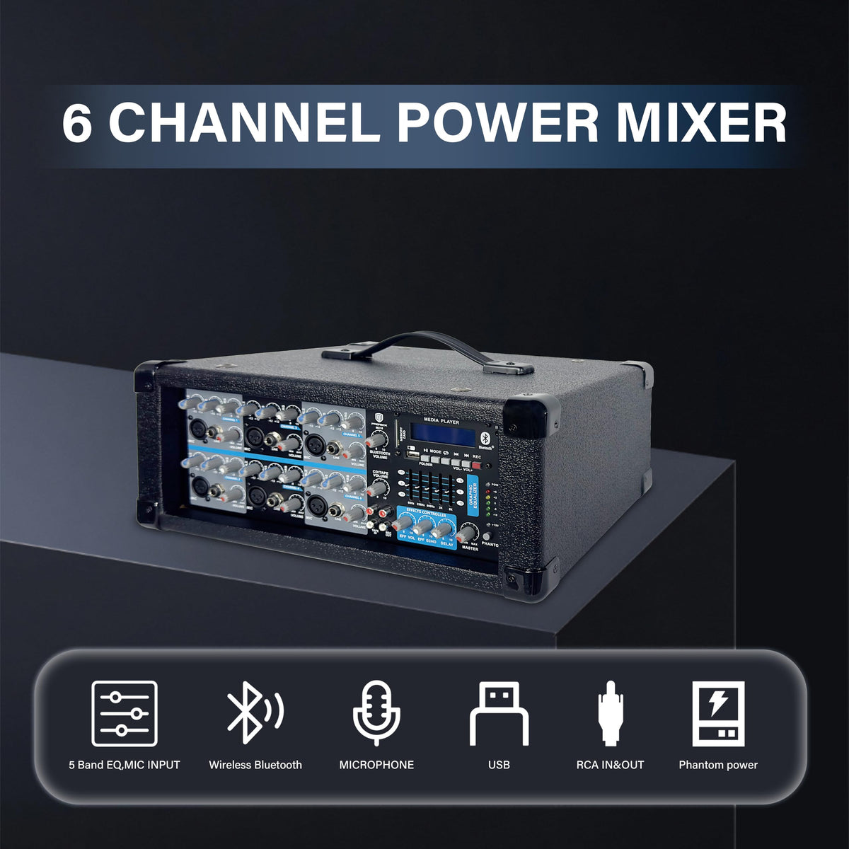 2000W Bluetooth PA Speaker System with 6-Channel Powered Mixer Z253311