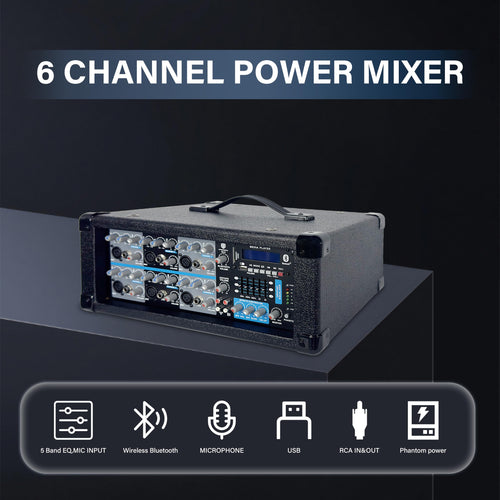 2000W Bluetooth PA Speaker System with 6-Channel Powered Mixer Z253311
