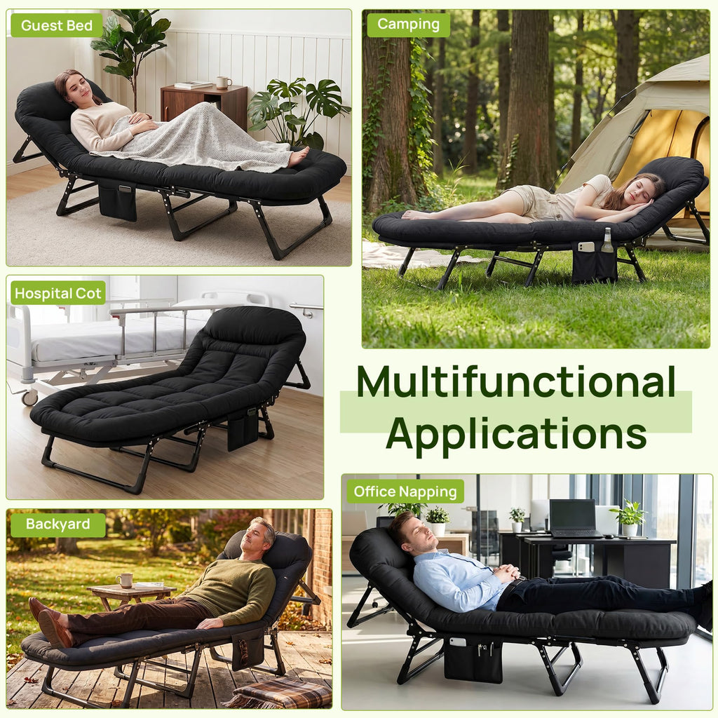 Black Camping Cot with Mattress D584
