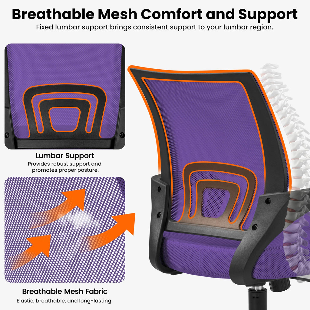 Purple Adjustable Swivel Mesh Office Chair N423156