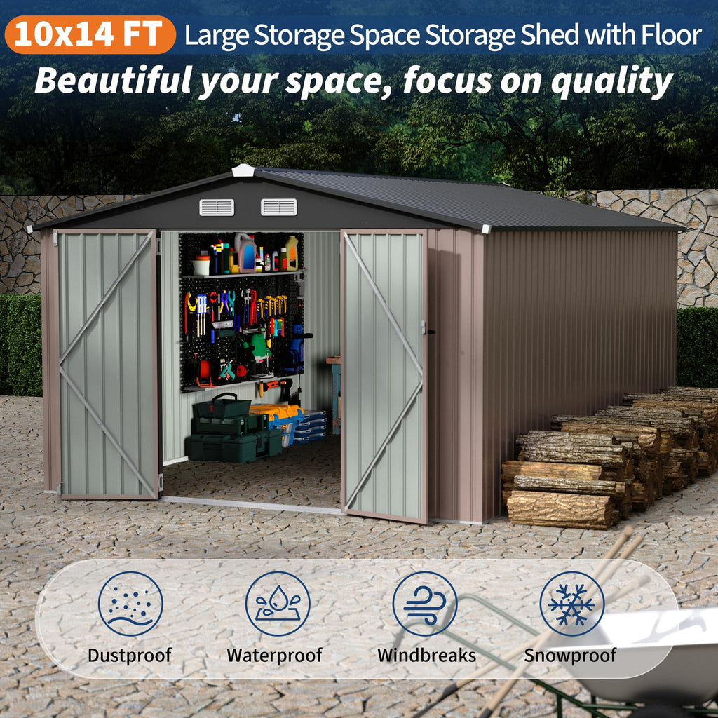 10x14 ft Metal Outdoor Storage Shed E94211