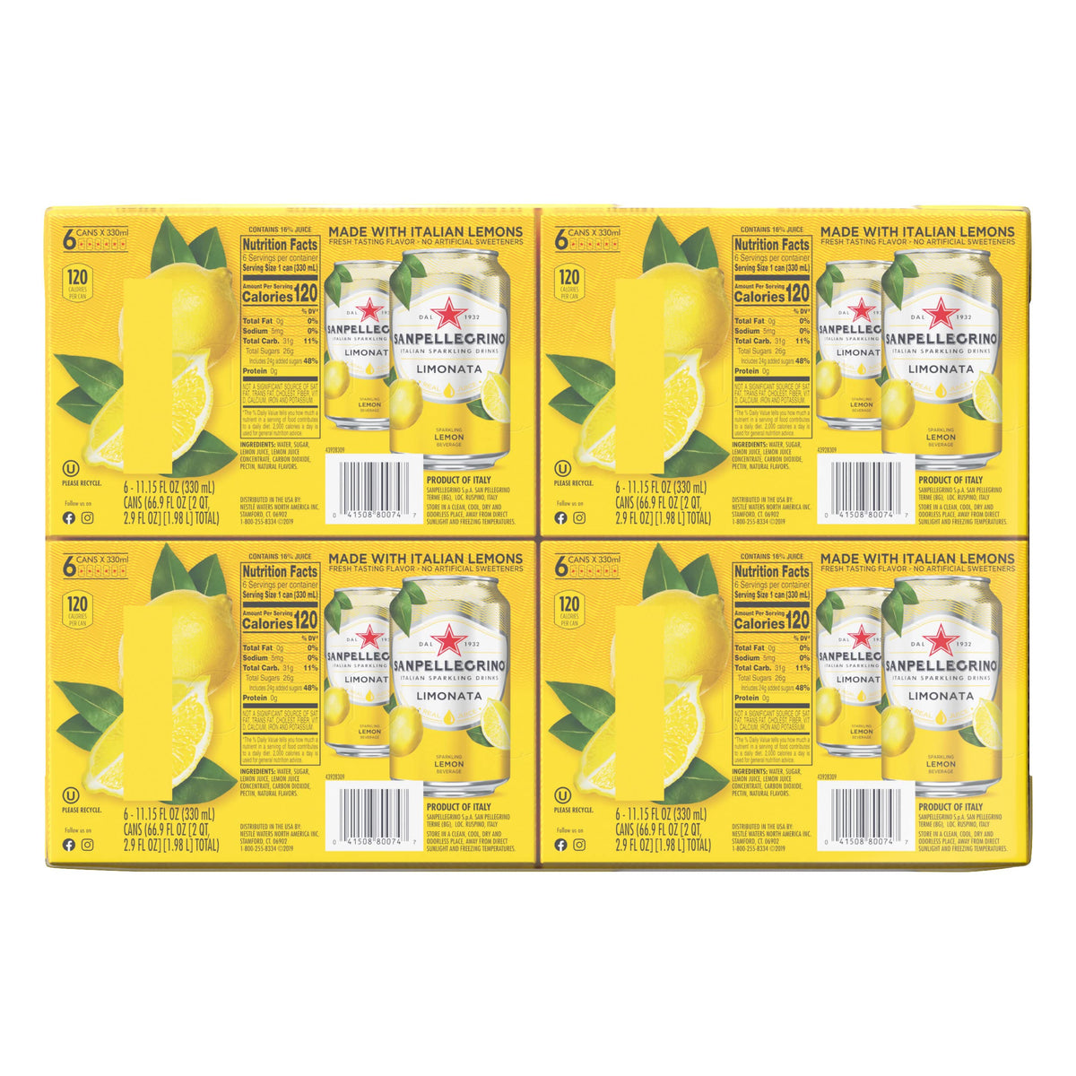 Italian Sparkling Lemon Beverage 24 Pack of 11.15 Fl Oz Cans C328704