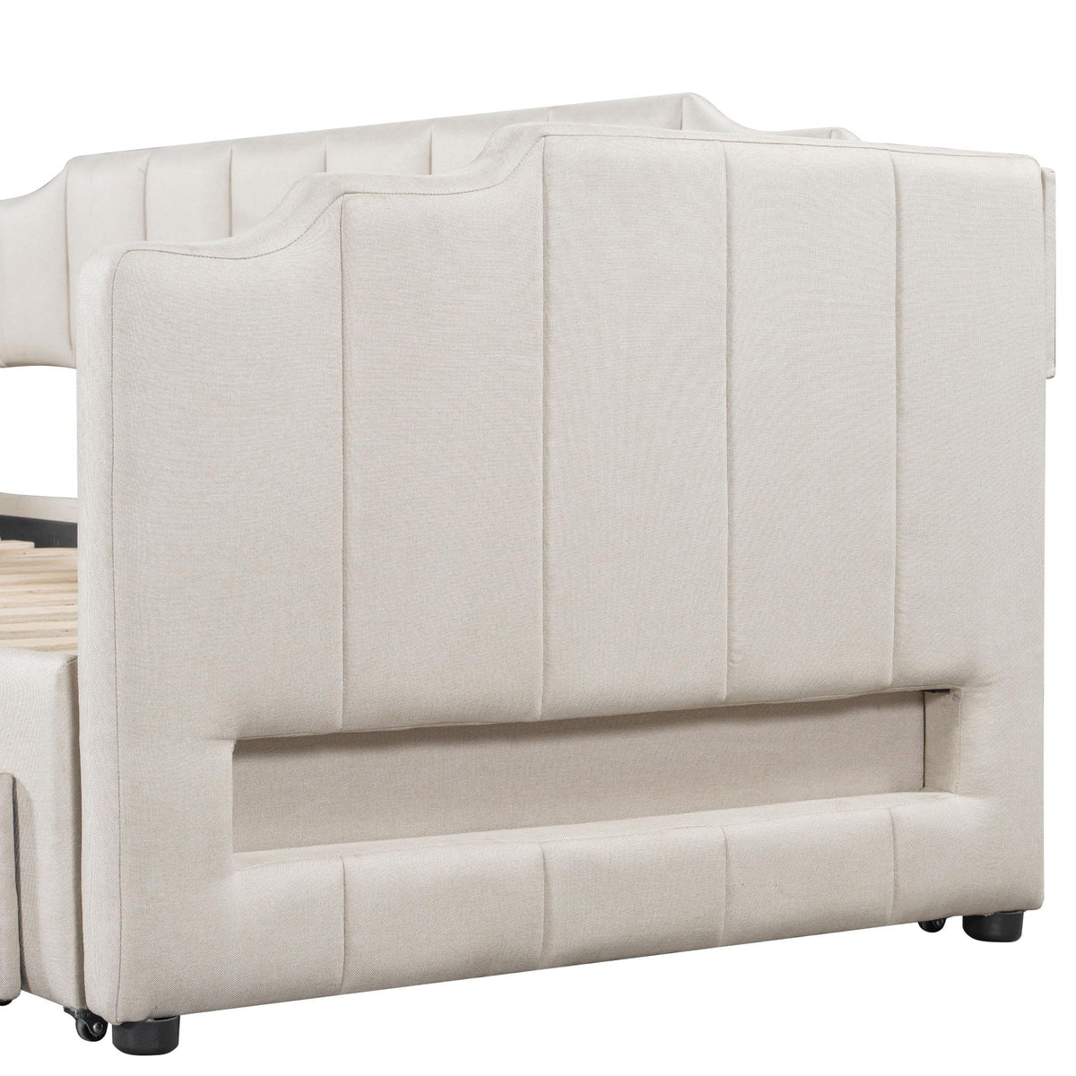 Twin XL Linen Upholstered Daybed with Storage Drawers and LED Light J147866
