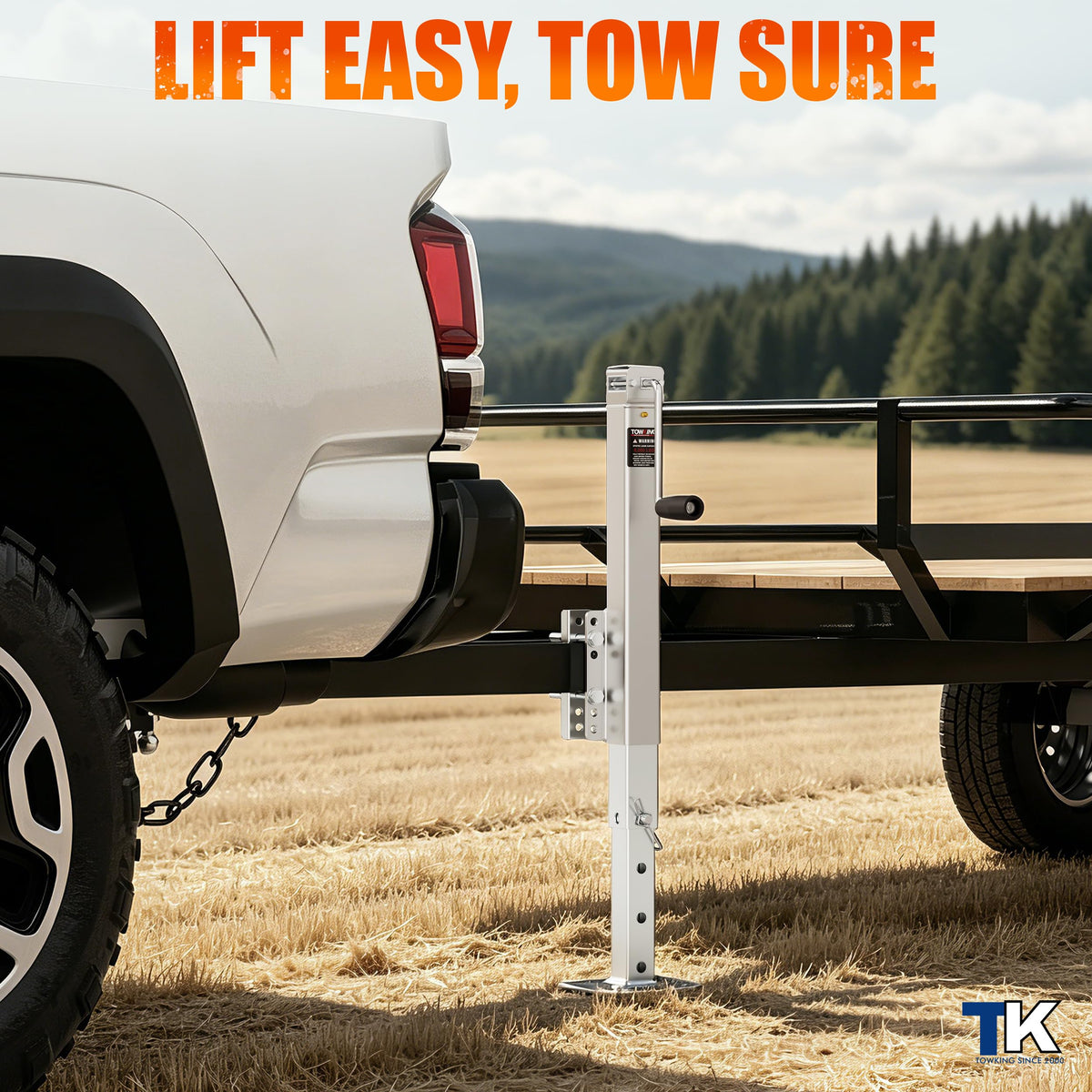Square Trailer Jack, 15" Lift, Heavy Duty Swivel J21463