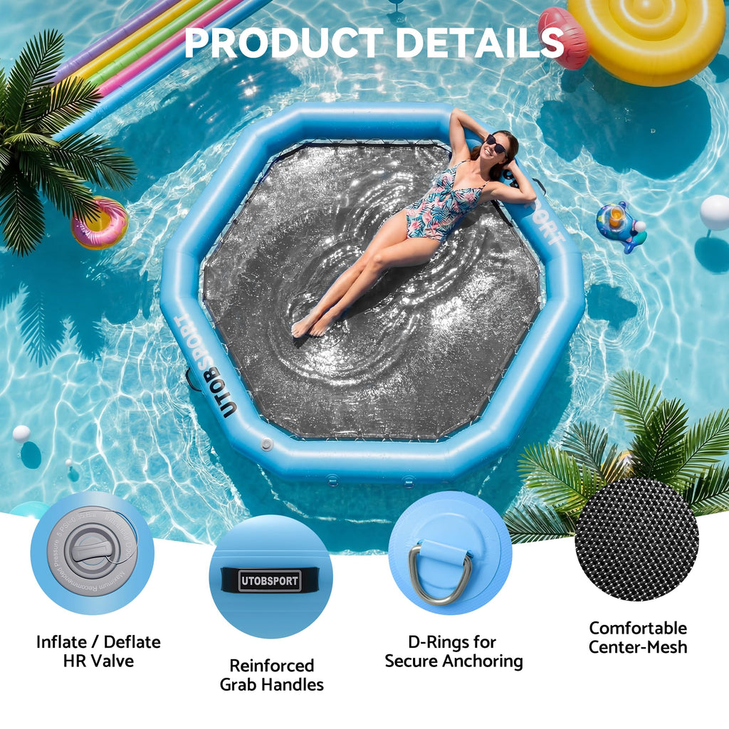 Inflatable Water Hammock Floating Platform with Cupholder J93315