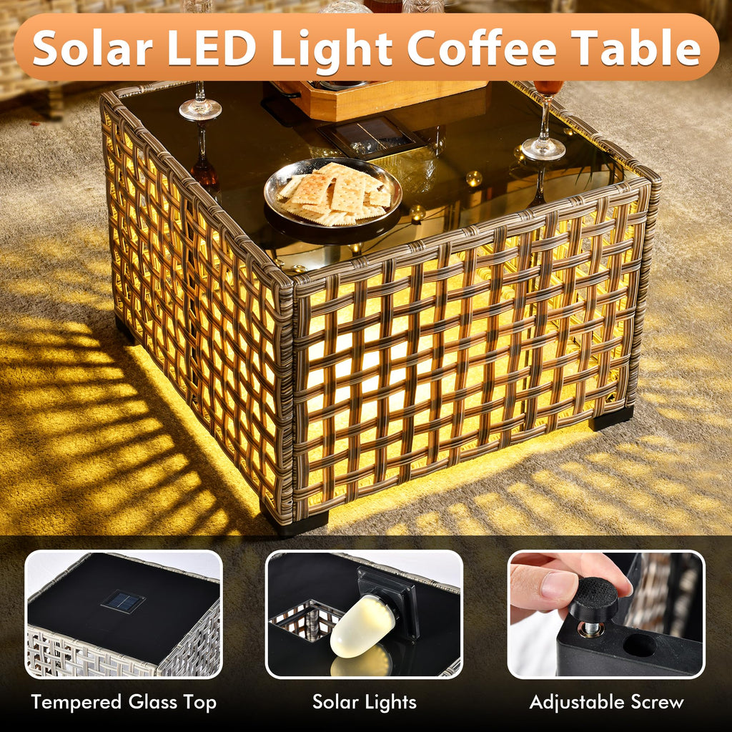 4 PCS Rattan Patio Conversation Set with Coffee Table D257457
