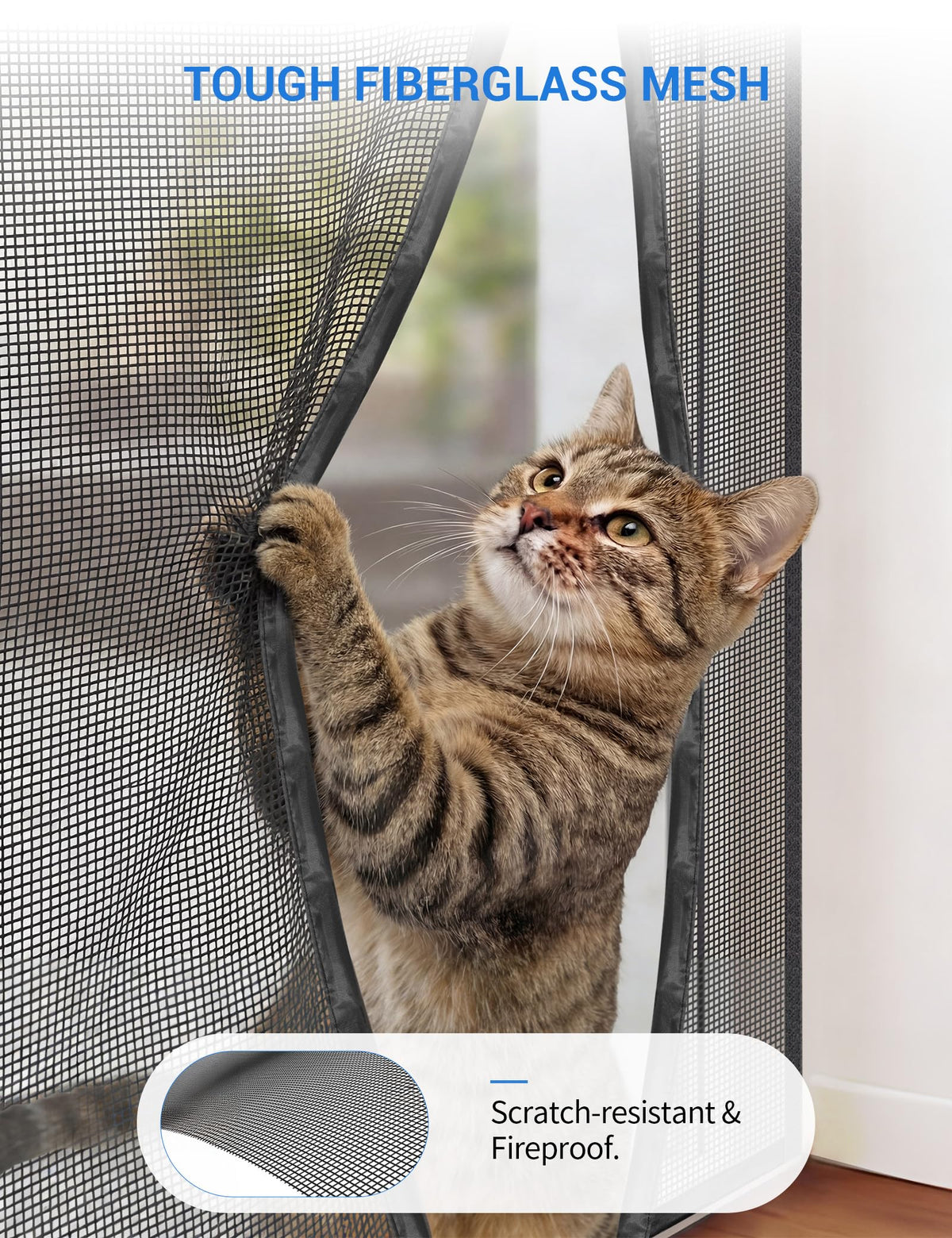 Magnetic Screen Door 72 x 80 Inch Fiberglass Mesh M4387