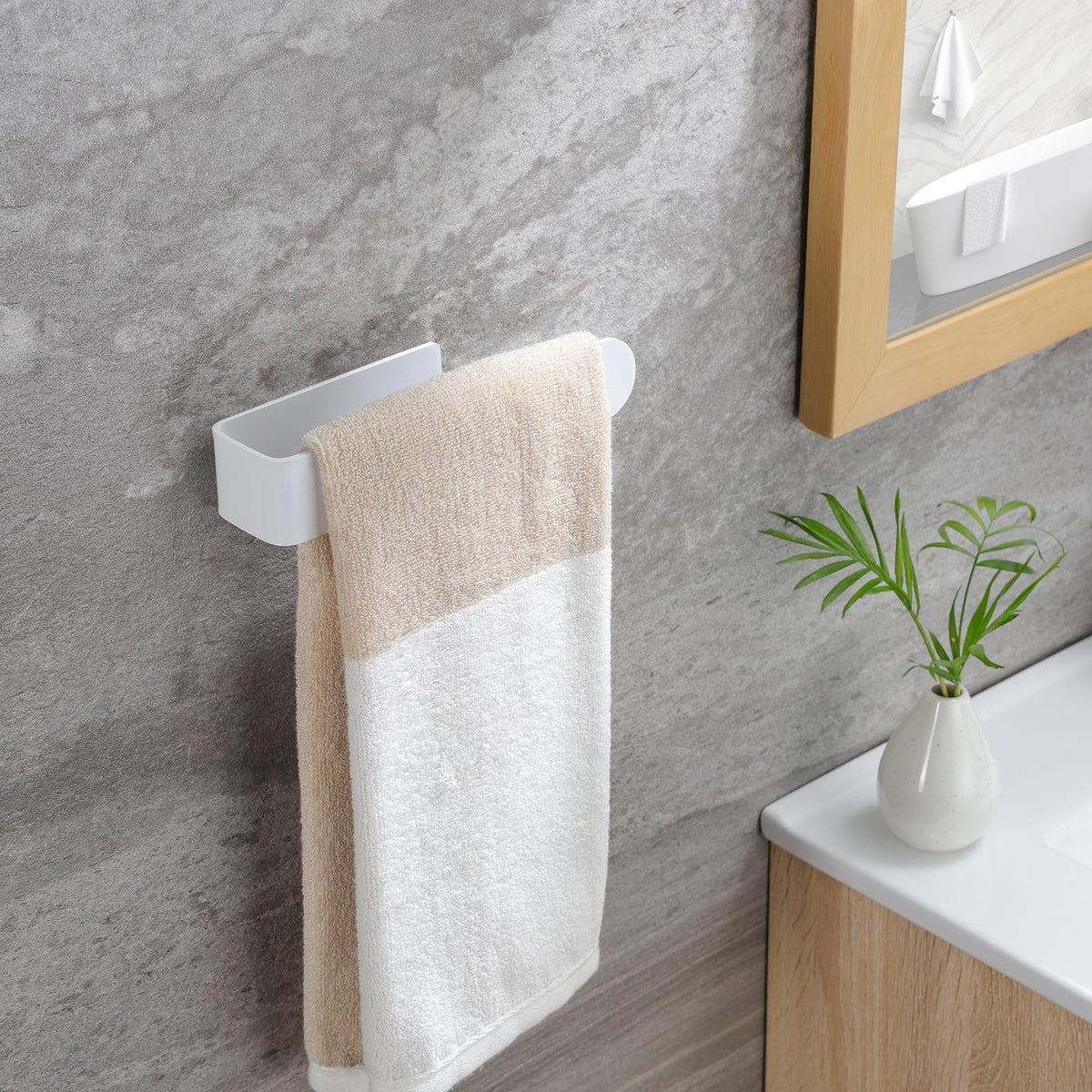 White Adhesive Towel Rack N26710